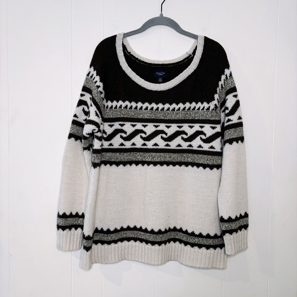 American Eagle Outfitters Brown & Cream Wool Blend Sweater XL